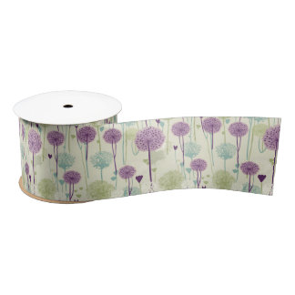 Summer Lavender Dandelion Design Satin Ribbon
