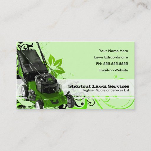 Customizable summer lawn services business card