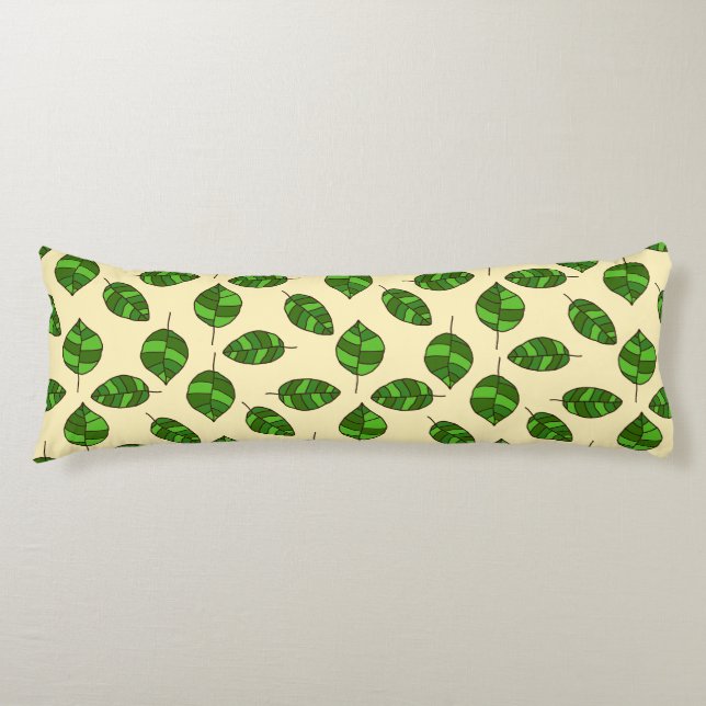 Summer Leaves adjustable Green Leaf Pattern Body Pillow (Front)