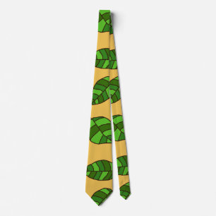 Summer Leaves adjustable Green Leaf Pattern Neck Tie