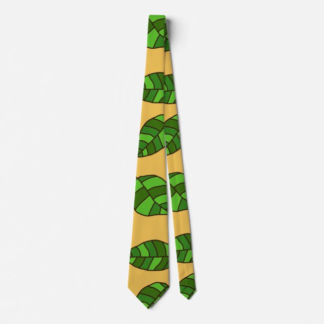 Summer Leaves adjustable Green Leaf Pattern Neck Tie (Front)