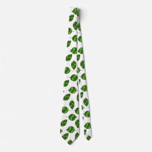 Summer Leaves adjustable Green Leaf Tight Pattern Neck Tie