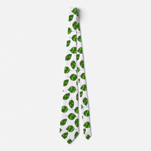 Summer Leaves adjustable Green Leaf Tight Pattern Neck Tie