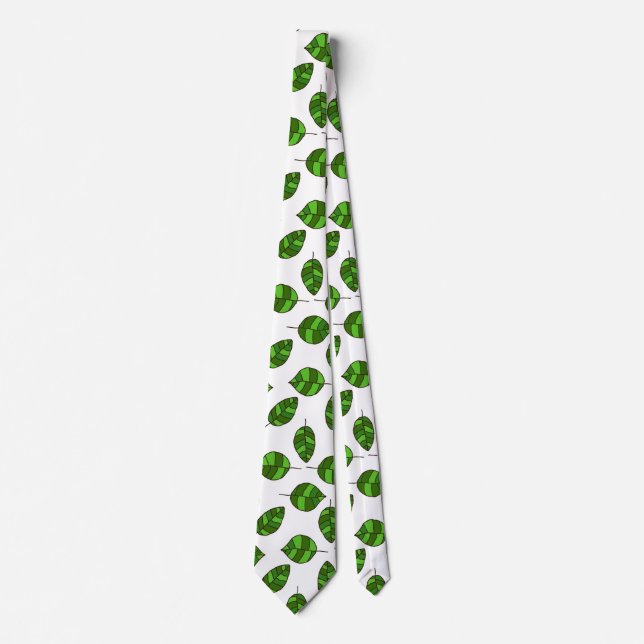 Summer Leaves adjustable Green Leaf Tight Pattern Neck Tie (Front)