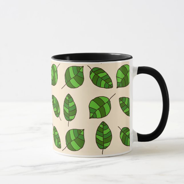 Summer Leaves Green Leaf Pattern on any Color Mug (Right)