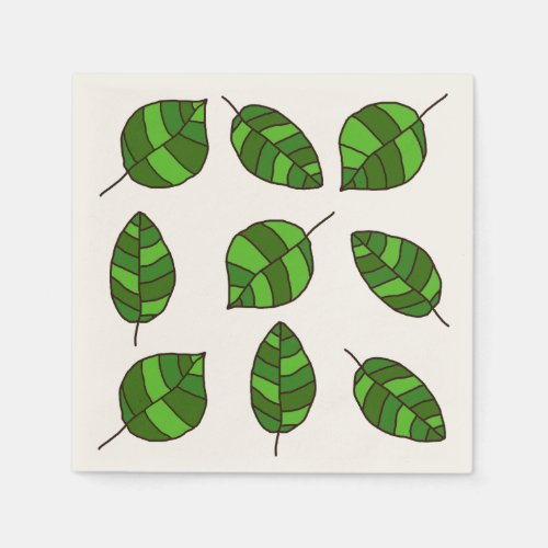 Summer Leaves Green Leaf Pattern on any Color Paper Napkins