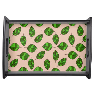 Summer Leaves Green Leaf Pattern on any Color Serving Tray