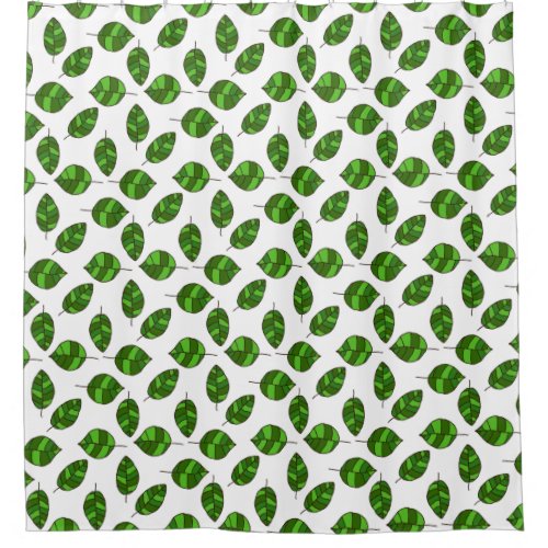 Summer Leaves Green Leaf Pattern on any Color Shower Curtain