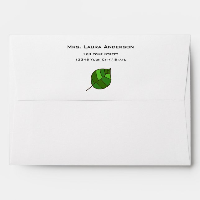 Summer Leaves Green with Address Envelope (Back (Top Flap))