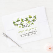 Summer Leaves Knotted Love Trees Whimsical Wedding Square Sticker (Envelope)