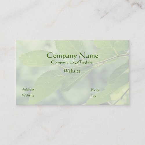 'Summer Leaves with Raindrops' Business Card