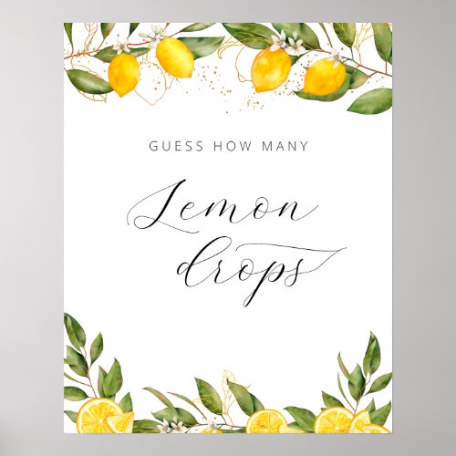 Summer Lemon Baby Shower How Many Lemon Drops Poster