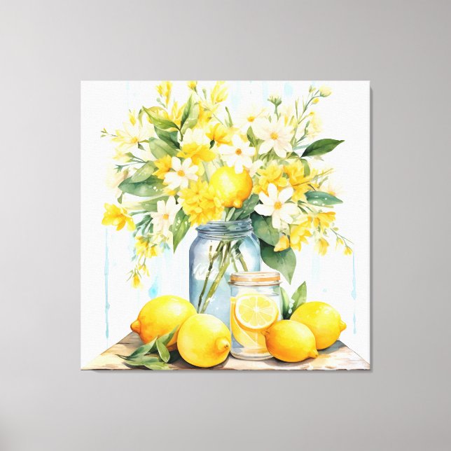 Summer Lemon Blossom Jar Canvas Print (Front)