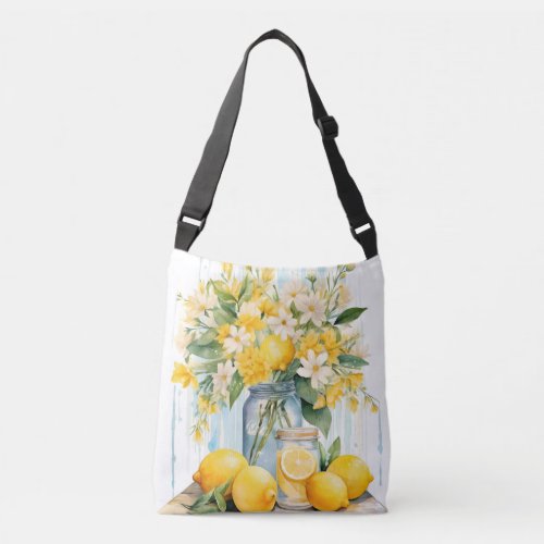 Summer Lemon Blossom Jar Crossbody Bag