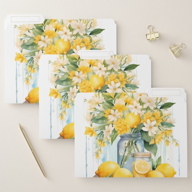 Summer Lemon Blossom Jar File Folder (Set)