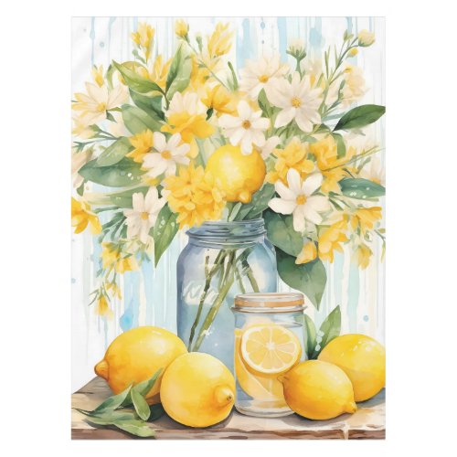 Summer Lemon Blossom Jar Tablecloth