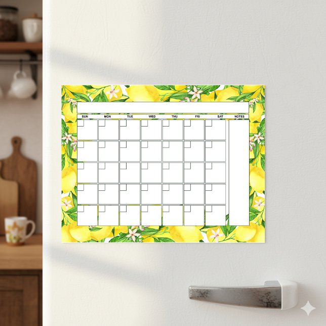 Summer Lemon Blossom Monthly Planner Calendar Magnetic Dry Erase Sheet (Summer Lemon Blossom Monthly Planner Calendar Magnetic Dry Erase Sheet)