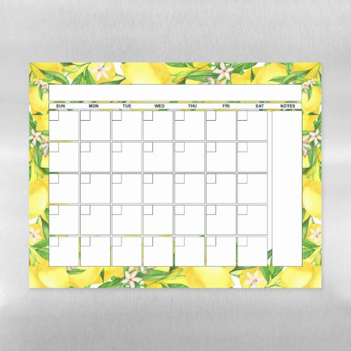 Summer Lemon Blossom Monthly Planner Calendar Magnetic Dry Erase Sheet