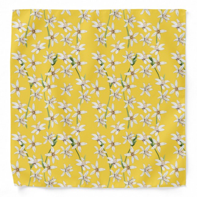 Summer lemon blossom pattern  chinoiserie  bandana (Front)