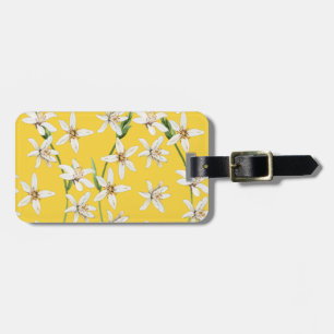 Summer lemon blossom pattern chinoiserie luggage tag