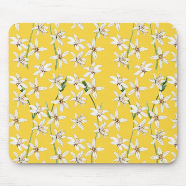 Summer lemon blossom pattern  chinoiserie  mouse pad (Front)