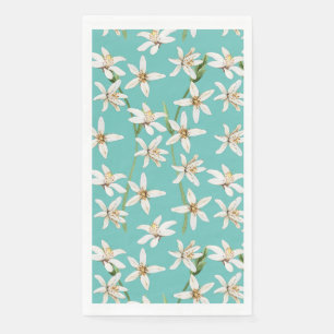 Summer Lemon blossom pattern on teal  Paper Guest Towels