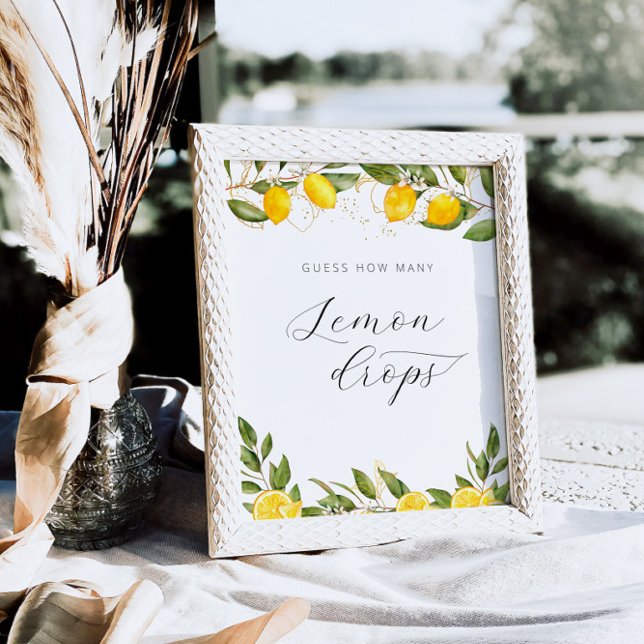 Summer Lemon Bridal Shower How Many Lemon Drops Poster (Creator Uploaded)