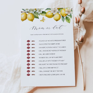 Summer Lemon Citrus Mom Or Dad Baby Shower Game