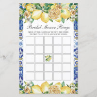 Summer Lemon Floral Baby Shower Bingo Party Game