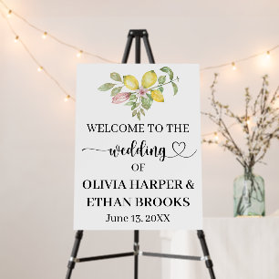 Summer Lemon Floral Wedding Welcome Sign