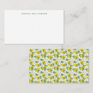 Summer Lemon Fruit Custom Name Gift Enclosure  Note Card