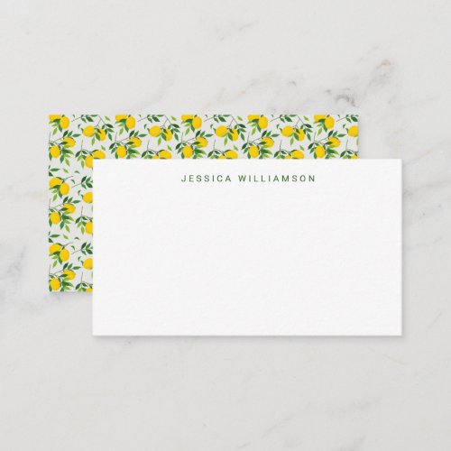 Summer Lemon Fruit Custom Name Gift Enclosure  Note Card