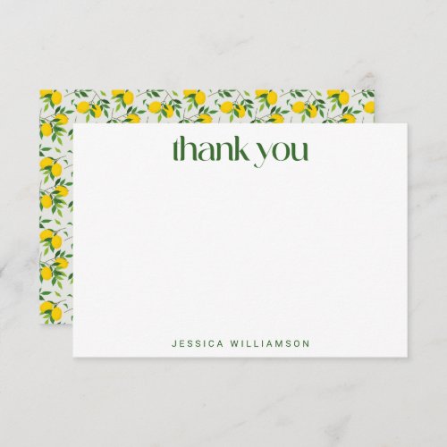 Summer Lemon Fruit Pattern Bridal Shower Custom Thank You Card