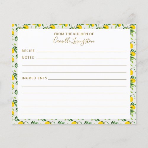 Summer Lemon Fruit Pattern Bridal Shower Recipe