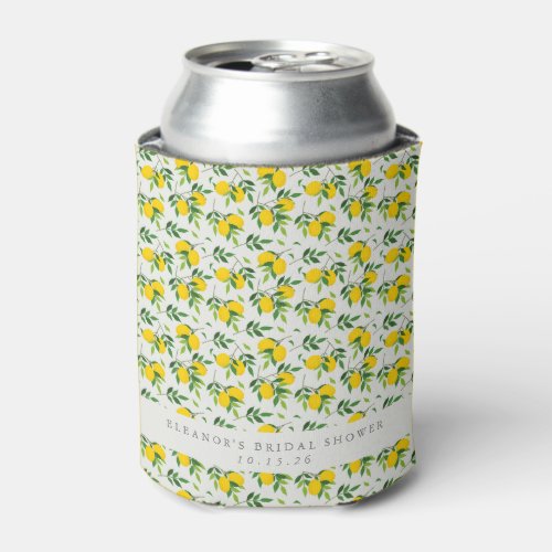 Summer Lemon Fruit Pattern Custom Bridal Shower Can Cooler