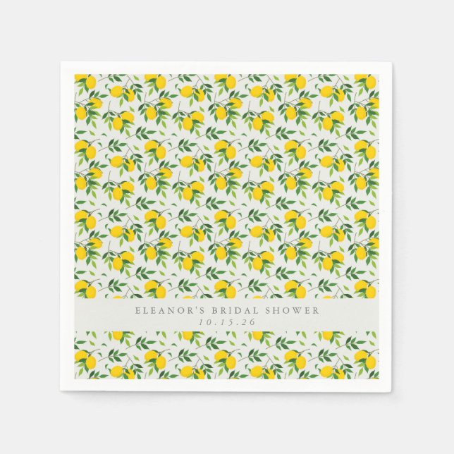 Summer Lemon Fruit Pattern Custom Bridal Shower  Napkins (Front)