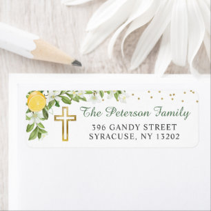 Summer Lemon Greenery Religious Return Address Label