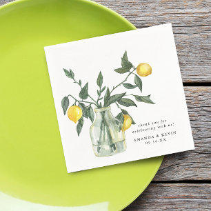 Summer Lemon In Jar Wedding Paper Napkins