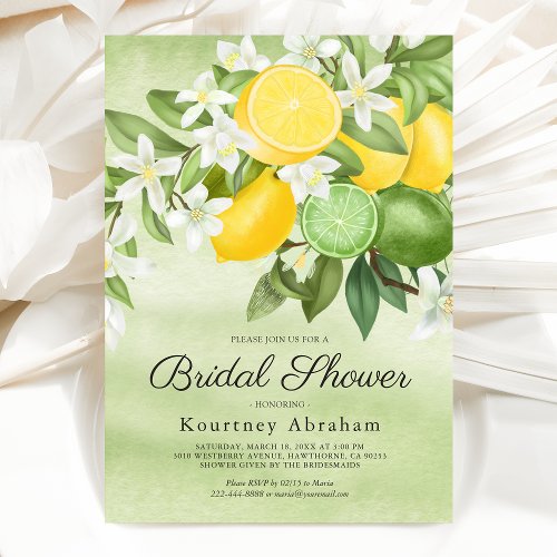 Summer Lemon  Lime Bridal Shower Invitation