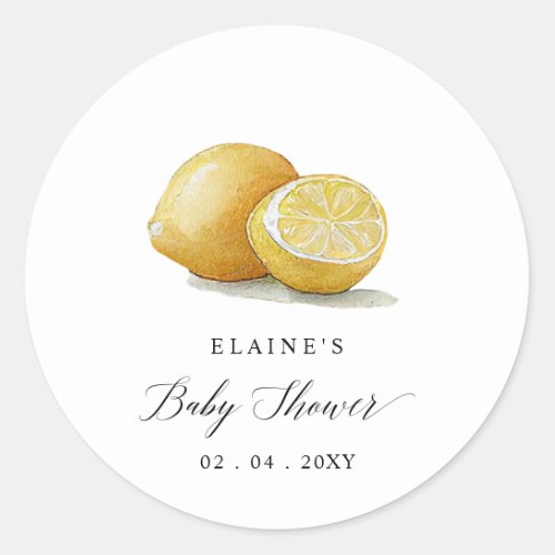 Summer Lemon Lime Citrus Baby Shower  Classic Round Sticker