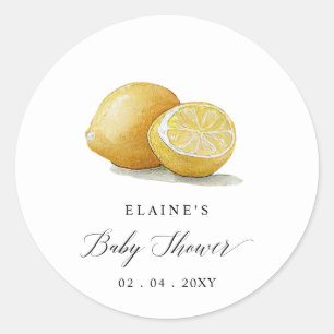 Summer Lemon Lime Citrus Baby Shower Classic Round Sticker