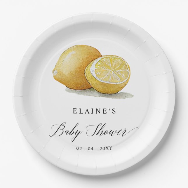 Summer Lemon Lime Citrus Baby Shower  Paper Plates (Front)