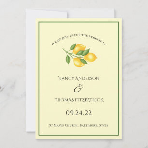 summer lemon med classic wedding invitation