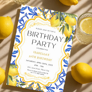 Summer Lemon Mediterranean Birthday Party Invitation