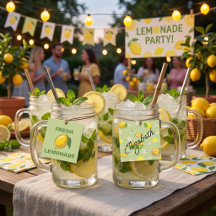 Summer Lemon Party Drink Tags