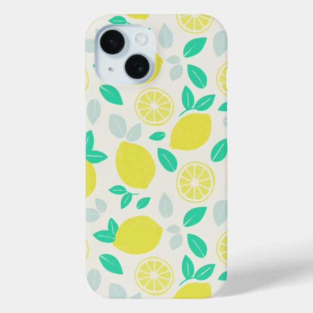 Summer Lemon Pattern in Cream Case-Mate iPhone Case (Back)