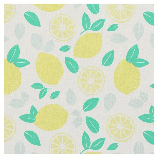 Summer Lemon Pattern in Cream Fabric