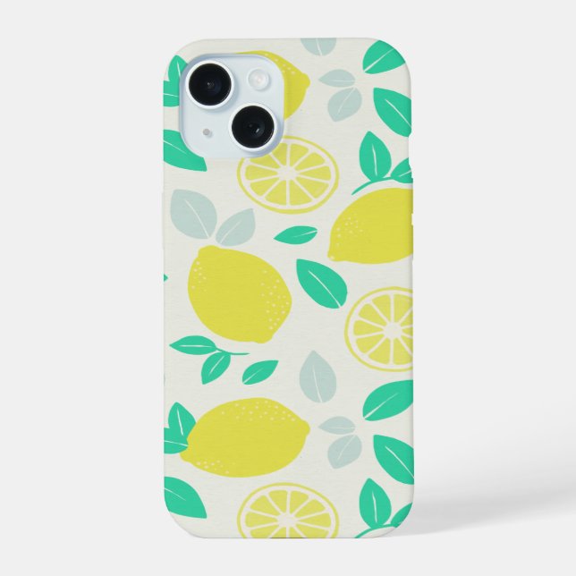 Summer Lemon Pattern in Cream Iphone Case (Back)