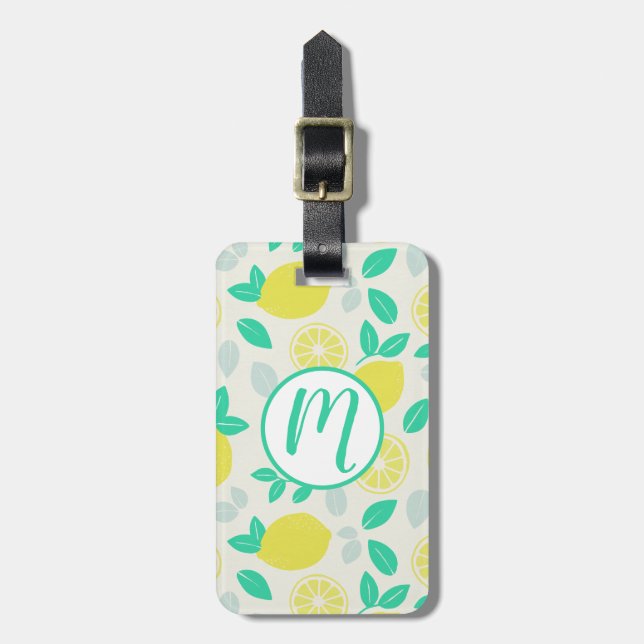 Summer Lemon Pattern in Cream Luggage Tag (Front Vertical)