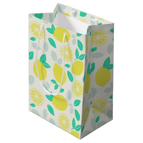 Summer Lemon Pattern in Cream Medium Gift Bag